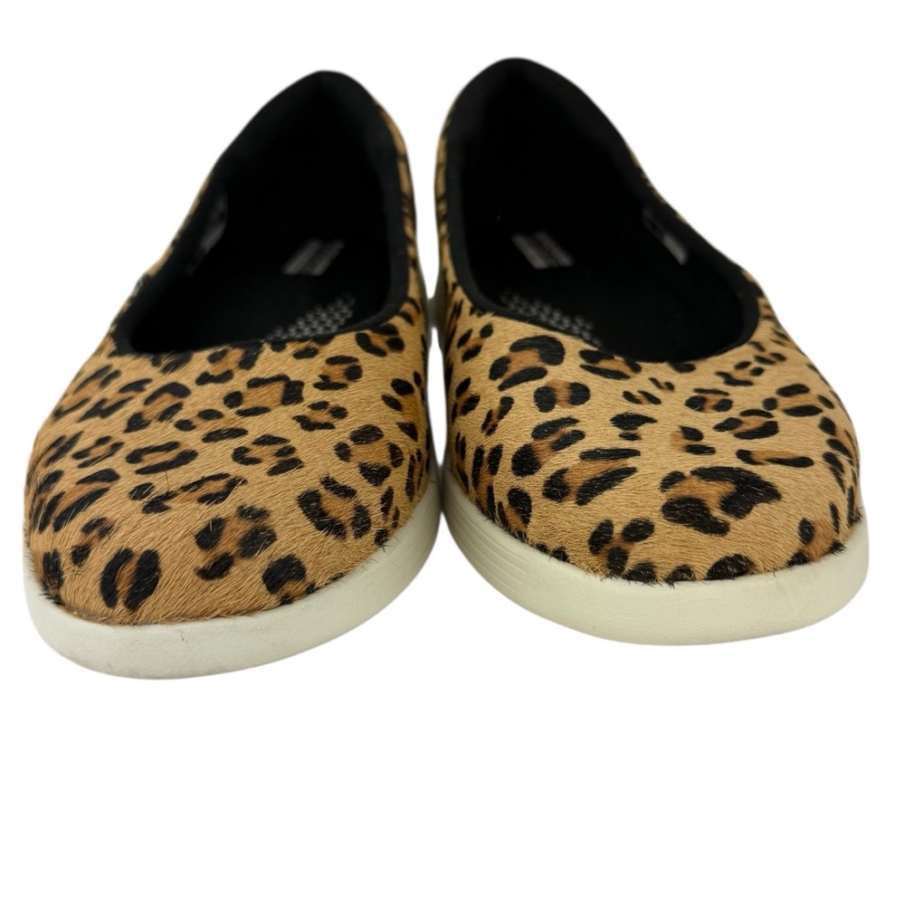 Skechers Leopard Print Tan Black Slip-On Athletic Flats - Picture 3 of 11